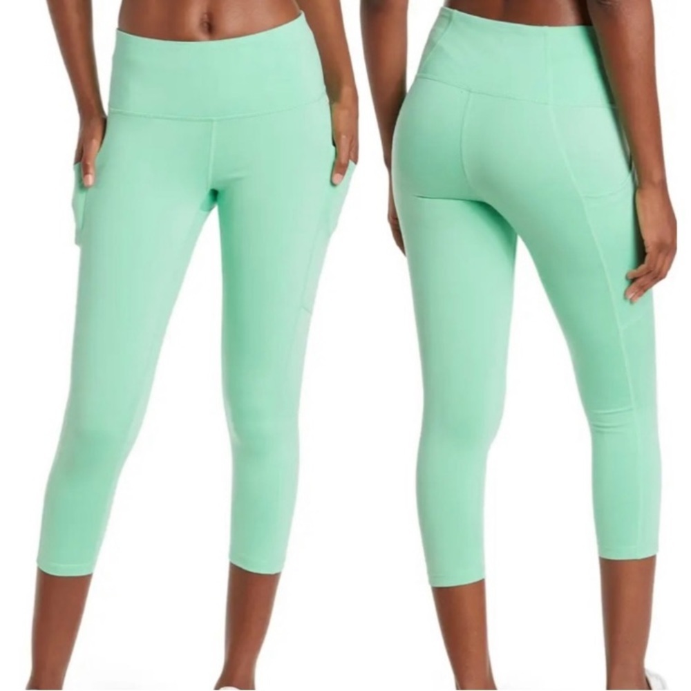 Z by Zella High Waist 7/8 Length Leggings with Pockets, Green Marine, Sz S, NWT